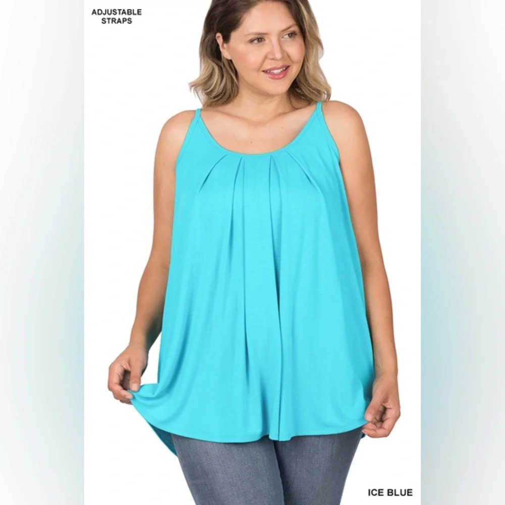 PLUS PLEATED CAMI ADJUSTABLE STRAPS ZENANA OUTFITTER